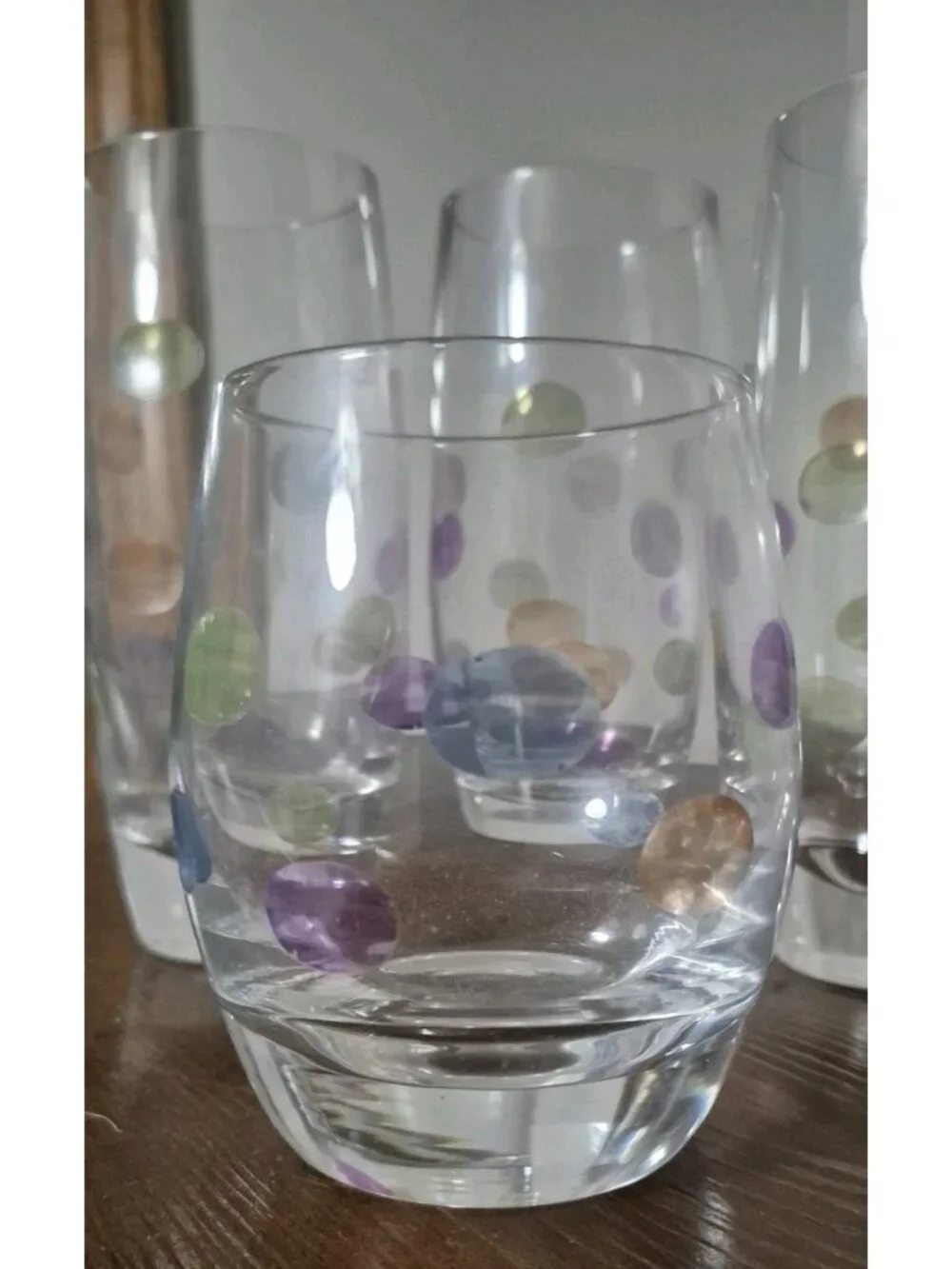 Vintage (4) Block Cabaret Double OLD FASHIONED GLASSES w/Colored Bubbles
